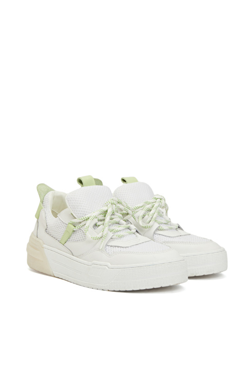 Kırık Beyaz Kadın Deri Sneaker_1
