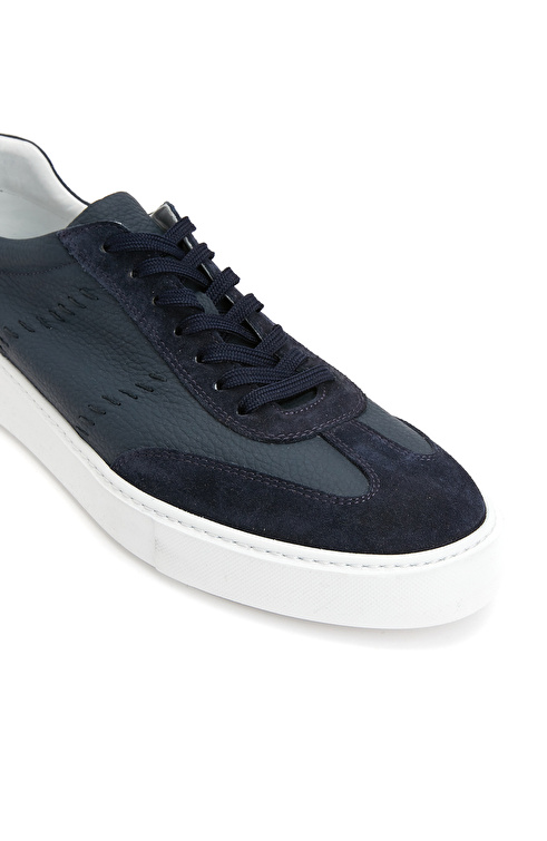 Lacivert Erkek Deri Sneaker_5
