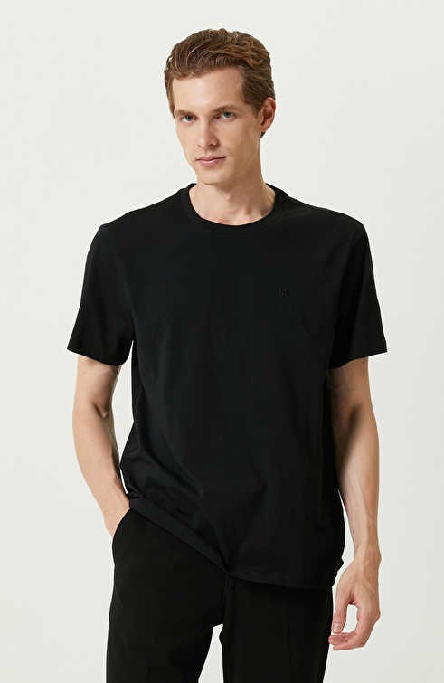 NETWORK - Siyah Pamuklu Likralı T-shirt