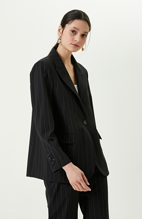 NETWORK - İki Düğmeli Siyah Blazer Ceket