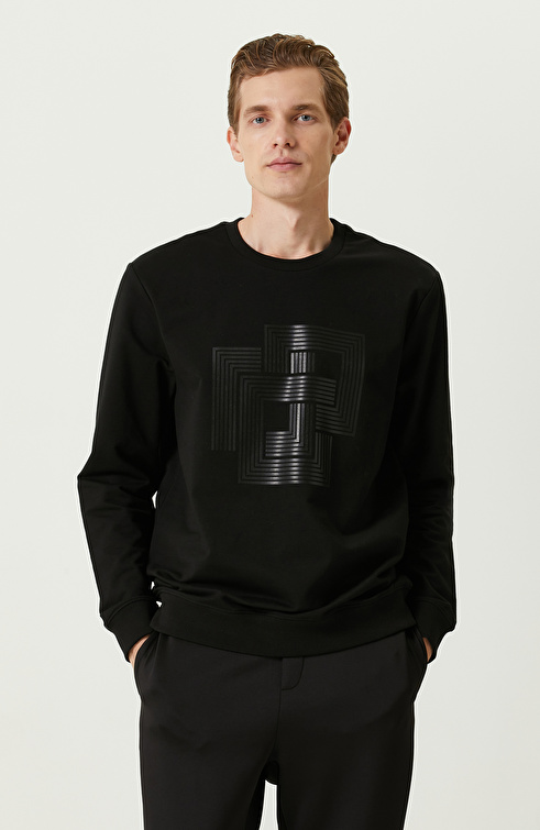 N-Tech Siyah Baskılı Sweatshirt