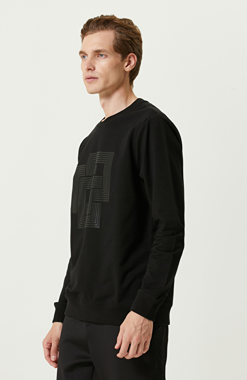 N-Tech Siyah Baskılı Sweatshirt_2