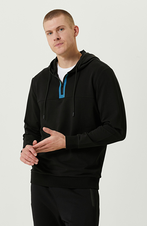 N-Tech Siyah Kapüşon Yaka Sweatshirt