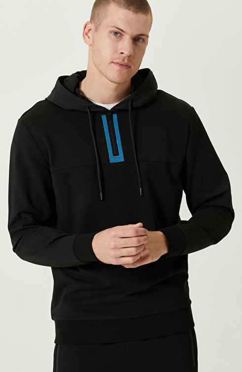 N-Tech Siyah Kapüşon Yaka Sweatshirt_5