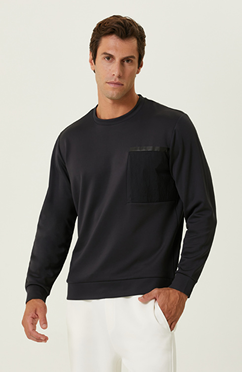 N-Tech Baskı Detaylı İndigo Sweatshirt