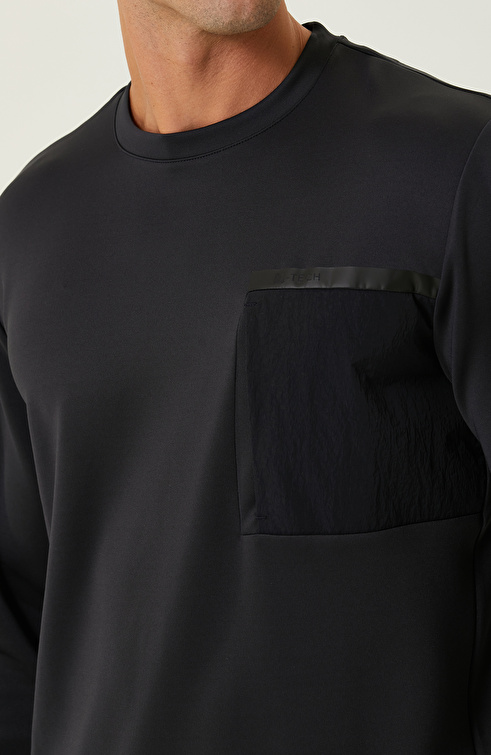 N-Tech Baskı Detaylı İndigo Sweatshirt_5