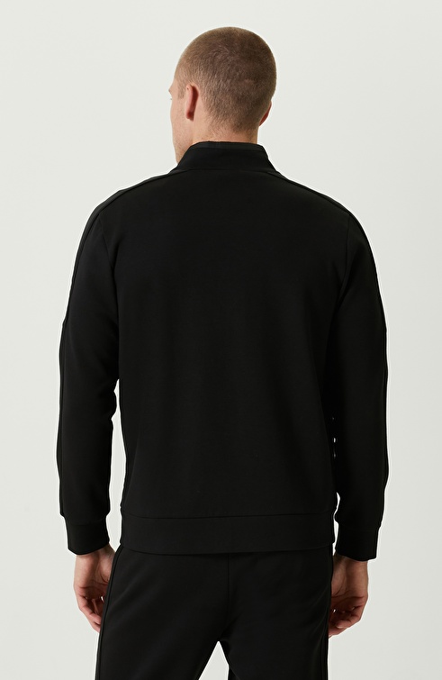 NETWORK - N-Tech Garni Detaylı Dik Yaka Siyah Sweatshirt