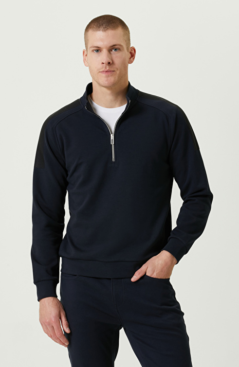 N-Tech Dik Yaka Lacivert Sweatshirt