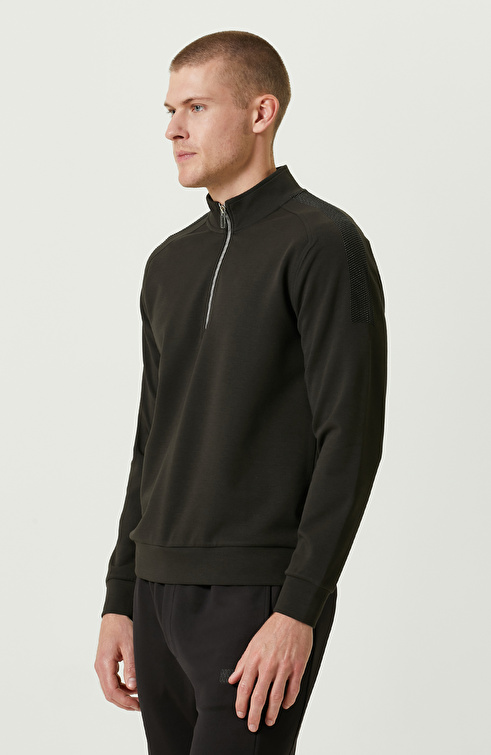 N-Tech Dik Yaka Haki Sweatshirt_2