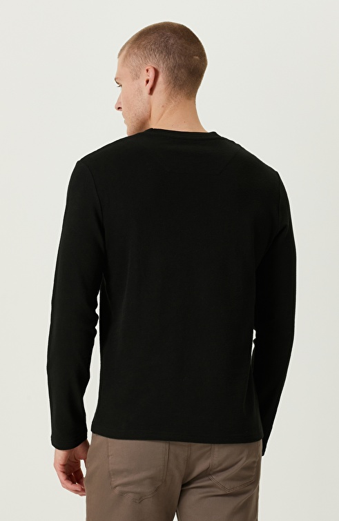 NETWORK - Siyah Pamuklu Uzun Kollu Tshirt