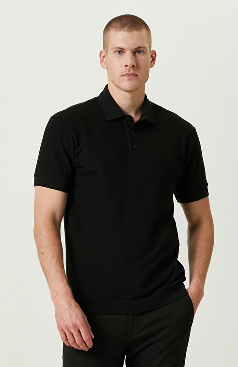 NETWORK - Çıtçıtlı Siyah Polo Yaka Tshirt