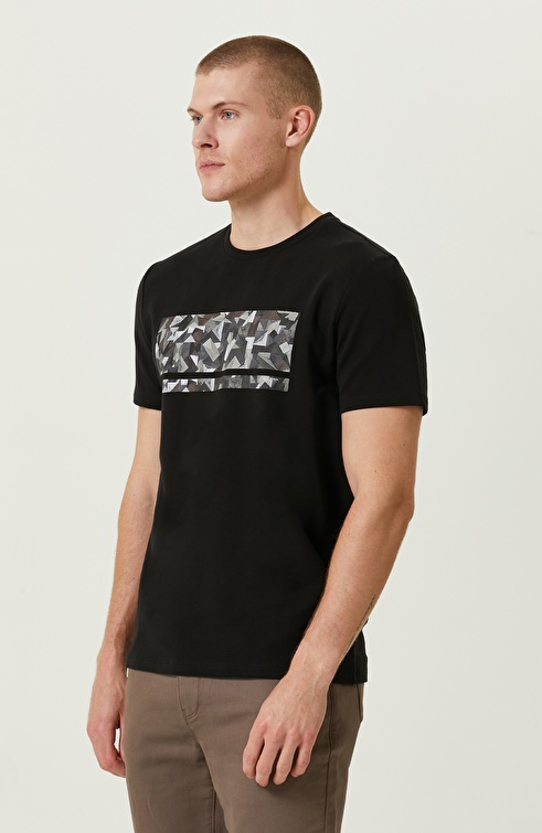 NETWORK - Kısa Kollu Siyah Baskılı Tshirt