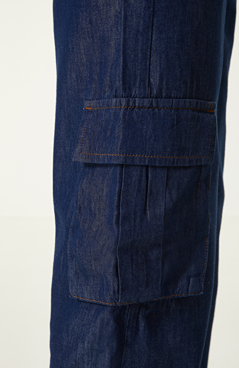 Indigo Mavi Kargo Cepli Denim Pantolon_3