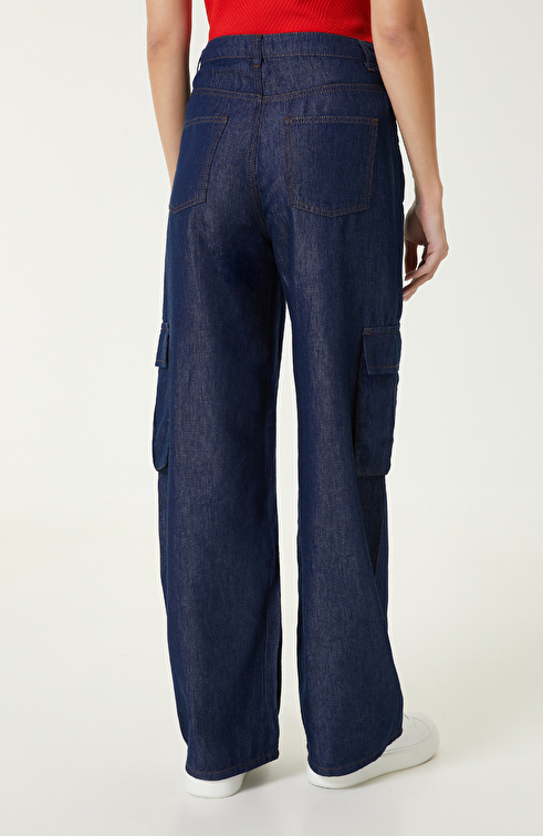 Indigo Mavi Kargo Cepli Denim Pantolon_4