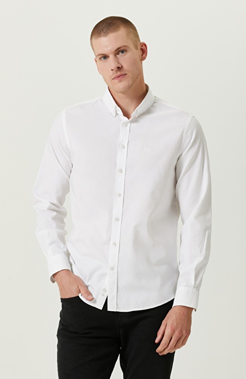 NETWORK - Pamuklu Beyaz Oxford Gömlek