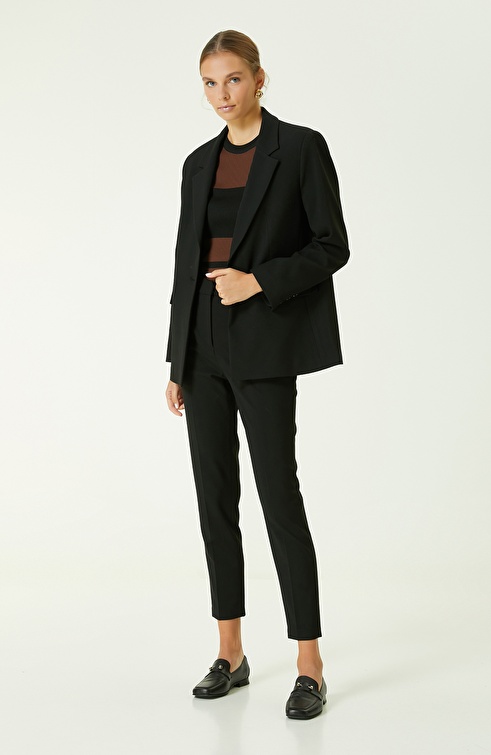 NETWORK - Siyah Kol Ucu Desenli Blazer Ceket