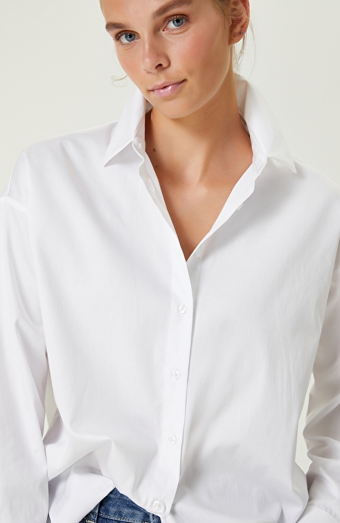 NETWORK - Beyaz Pamuklu Oversize Gömlek