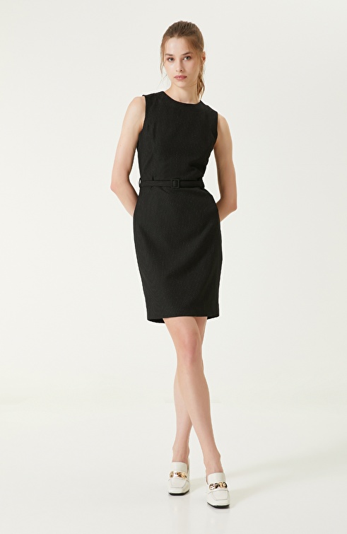 NETWORK - Siyah Çizgili Kolsuz Elbise