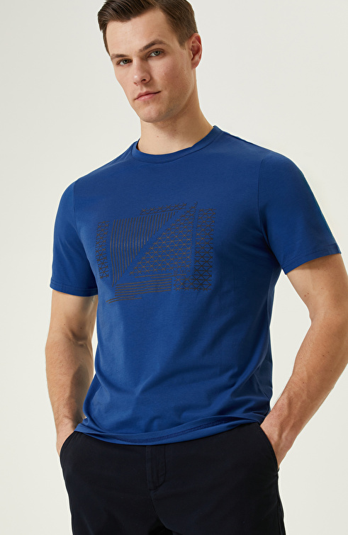 N-Tech Lacivert Baskılı T-Shirt_1