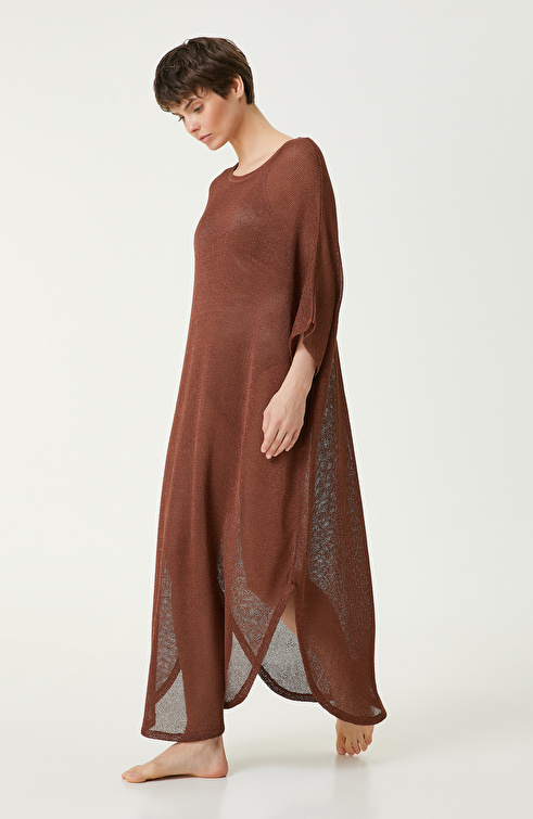 Kahverengi Transparan Kaftan_1