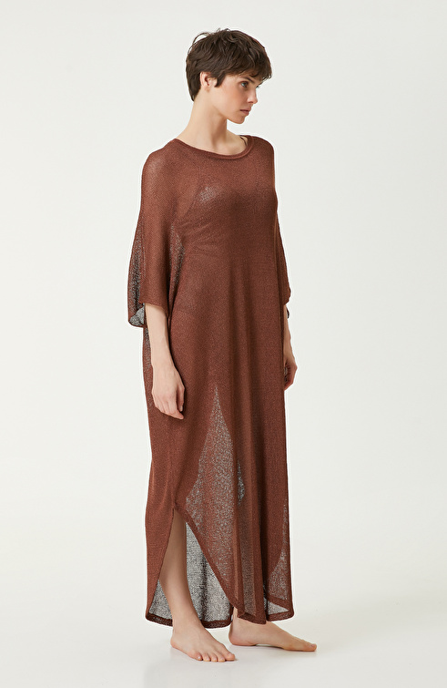 Kahverengi Transparan Kaftan_4