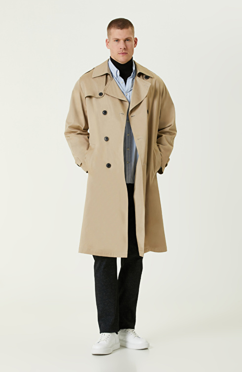 Camel Apoletli Kruvaze Trenchcoat_1