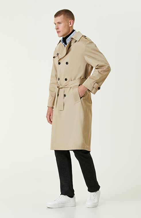 Camel Apoletli Kruvaze Trenchcoat_3