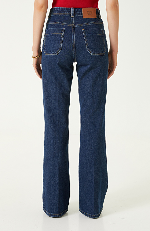 İndigo Flare Kalıp  Denim Pantolon_4