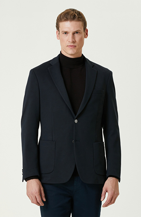 Lacivert Blazer Örme Ceket