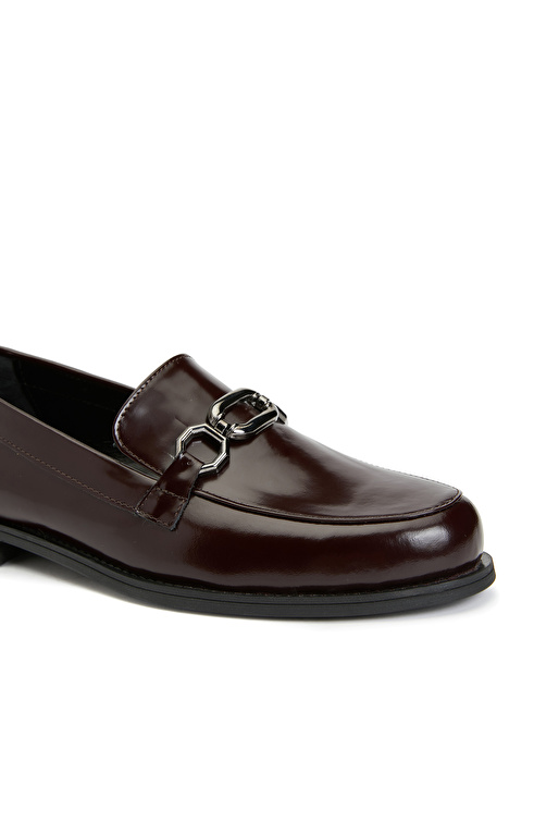 Bordo Kadın Deri Loafer_5