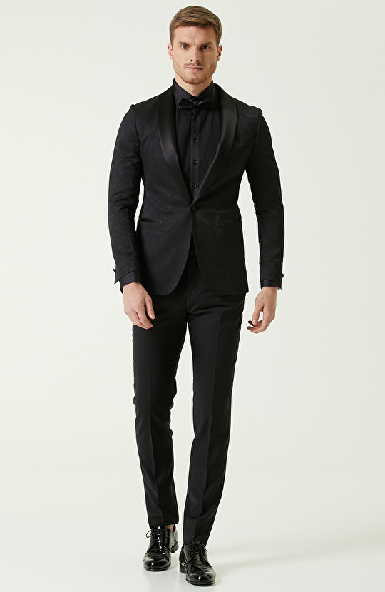 Slim Fit Siyah Smokin Gömleği