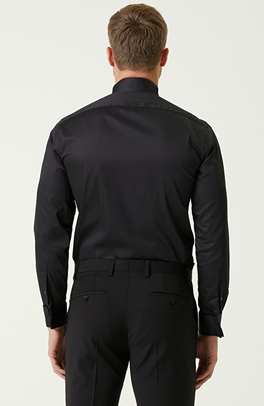 Slim Fit Siyah Smokin Gömleği