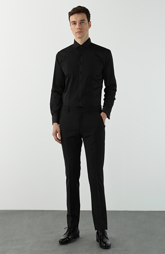 Slim Fit Siyah Smokin Gömleği