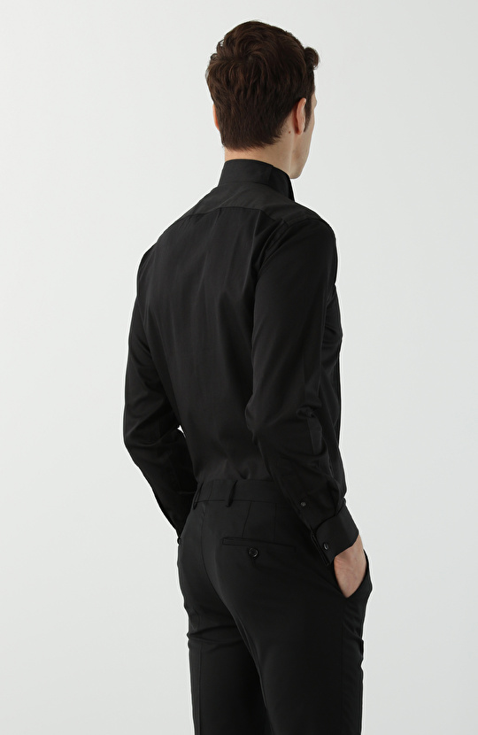 Slim Fit Siyah Smokin Gömleği