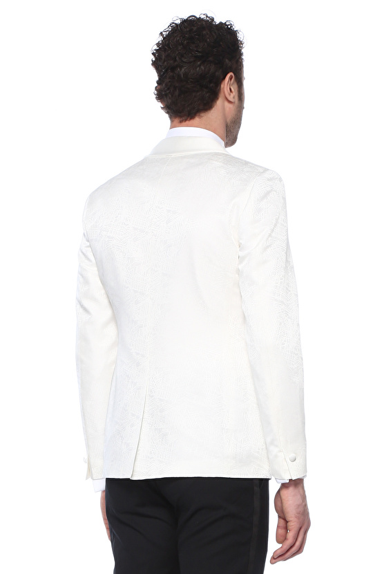 Ekru Jakarlı Şal Yaka Smokin Ceketi