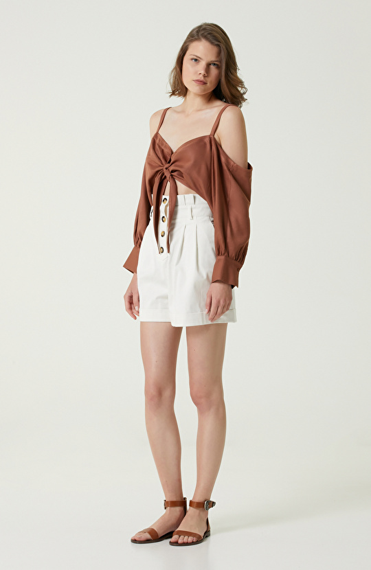 Taba V Yaka Askılı Bluz