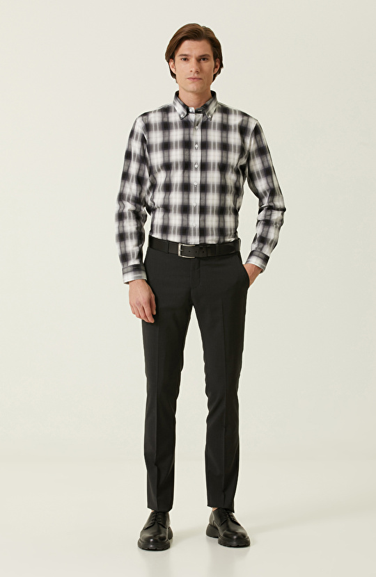Slim Fit Siyah Beyaz Gömlek