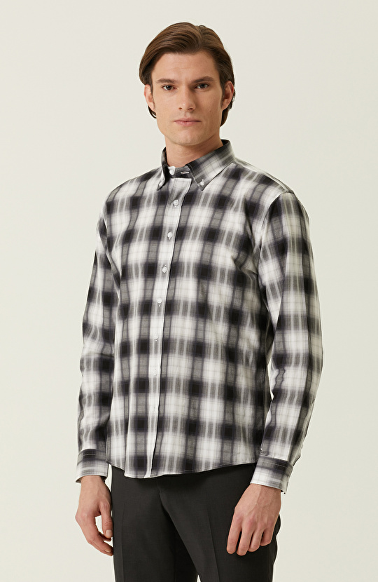Slim Fit Siyah Beyaz Gömlek
