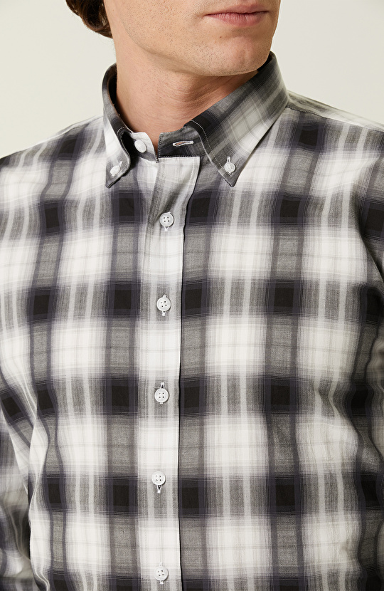 Slim Fit Siyah Beyaz Gömlek