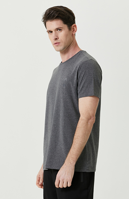 Antrasit Bisiklet Yaka Tshirt