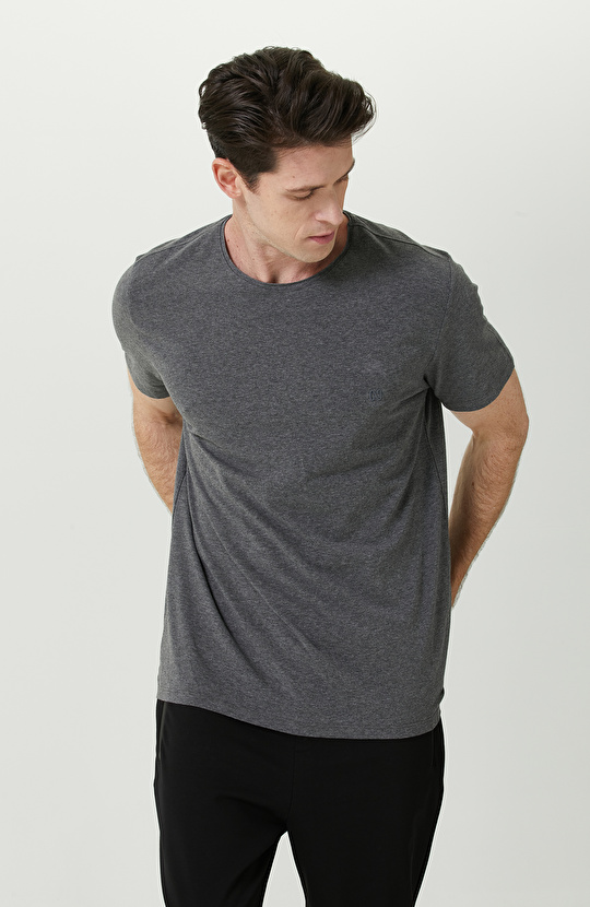 Antrasit Bisiklet Yaka Tshirt