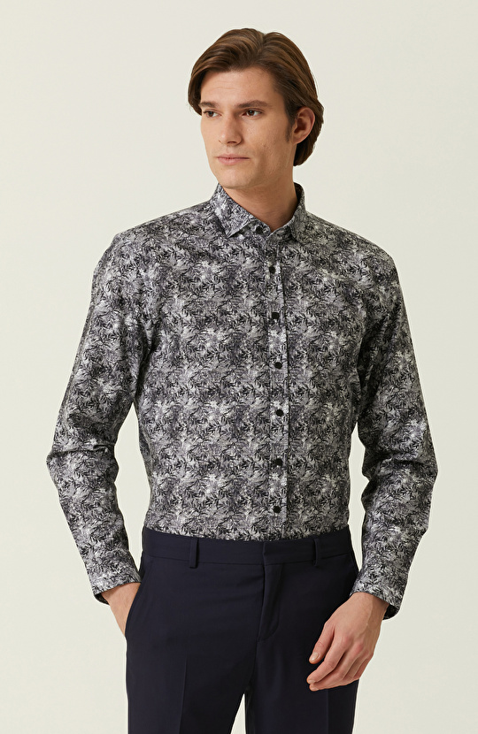 Slim Fit Antrasit Gömlek