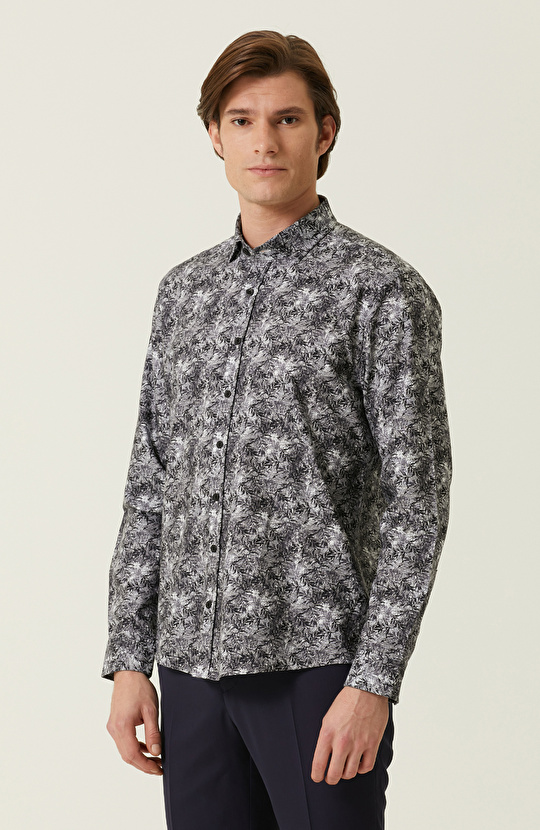 Slim Fit Antrasit Gömlek