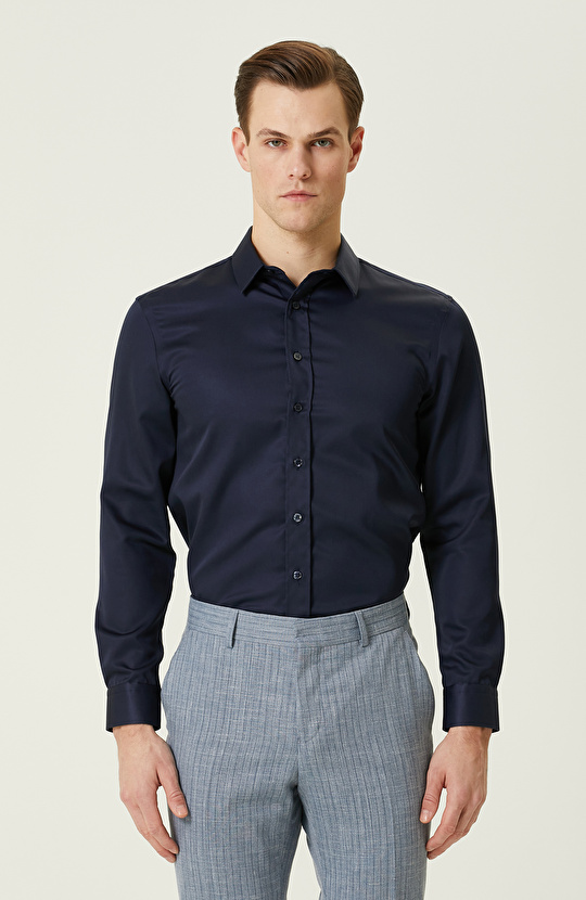 Lacivert Non-Iron Gömlek