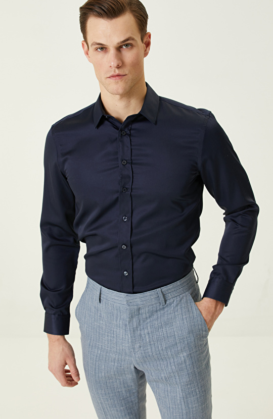 Lacivert Non-Iron Gömlek