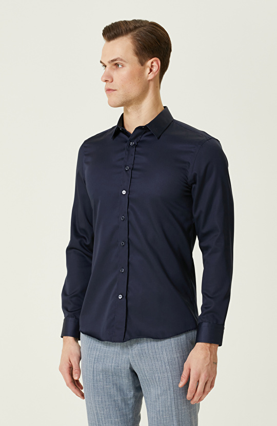 Lacivert Non-Iron Gömlek