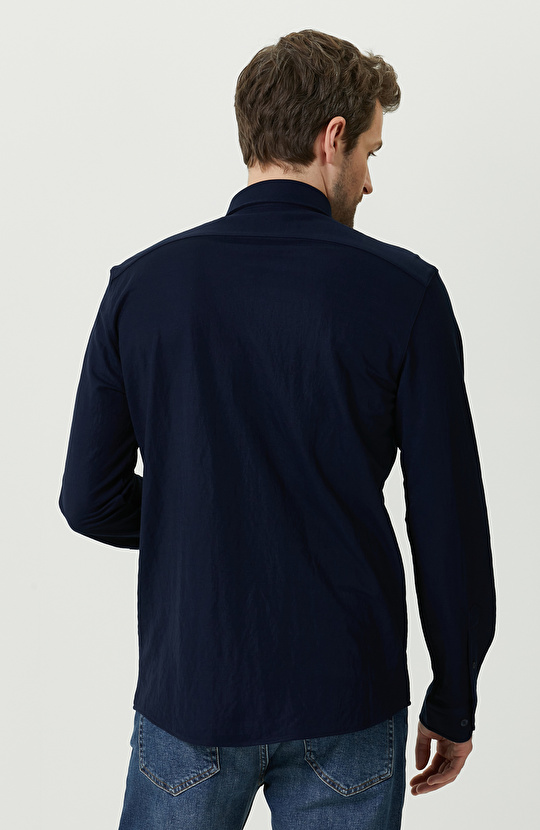 Lacivert Uzun Kollu Gömlek