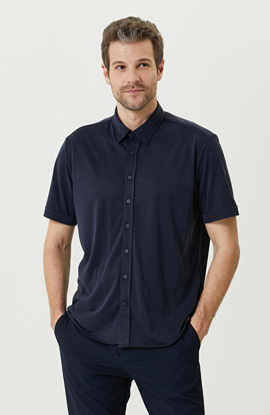 Lacivert Kısa Kollu Gömlek