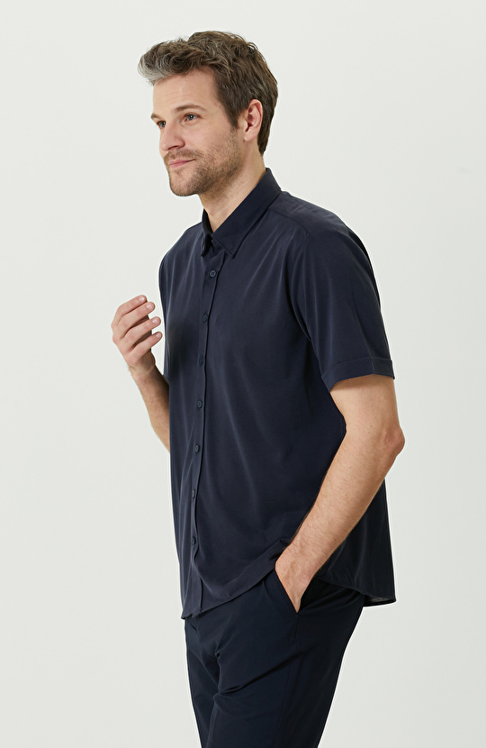 Lacivert Kısa Kollu Gömlek