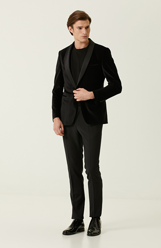 Siyah Saten Garnili Ceket